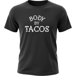 Mens Body By Tacos Graphic Tee Black Short Sleeve Cotton T-Shirt XL